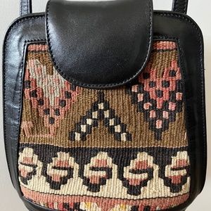 Leather/tapestry purse